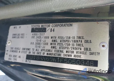 1985 Toyota 4Runner from USA, damaged, VIN JT3RN65W1F5050334